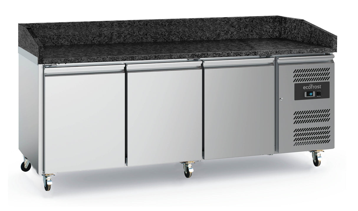 Combisteel Pizza Counter 3 Doors Granite With Wheels