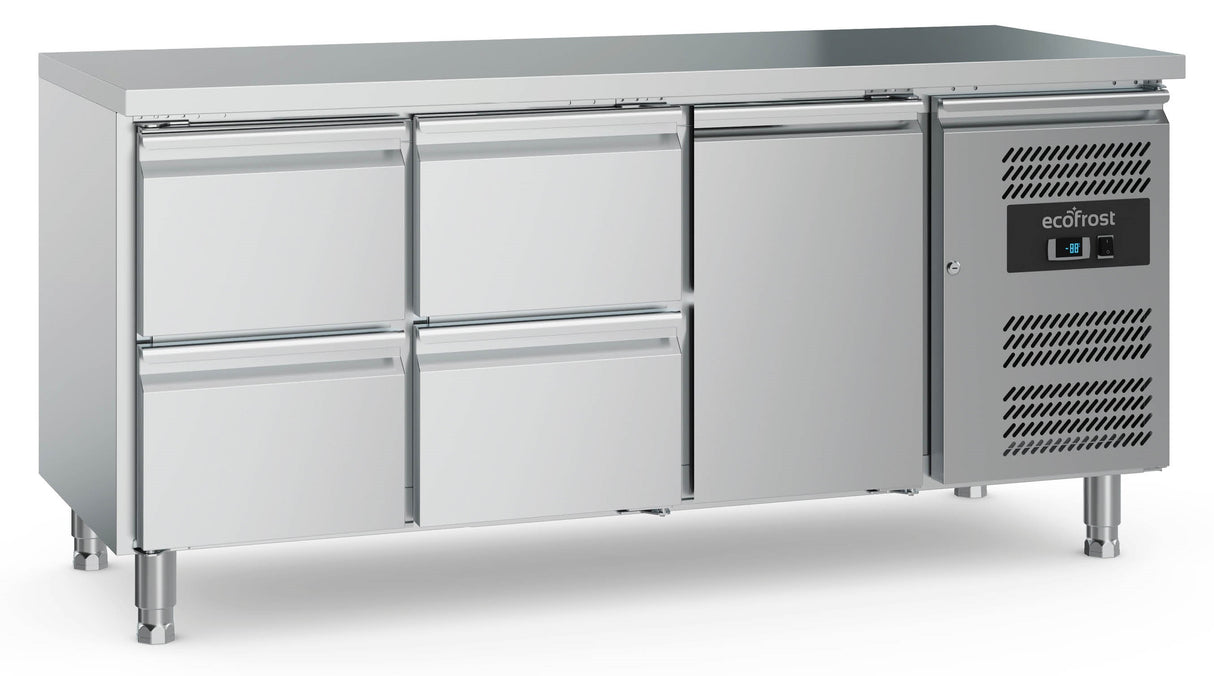 Combisteel 700 Refrigerated Counter 1 Door And 4 Drawers With Adjustable Feet