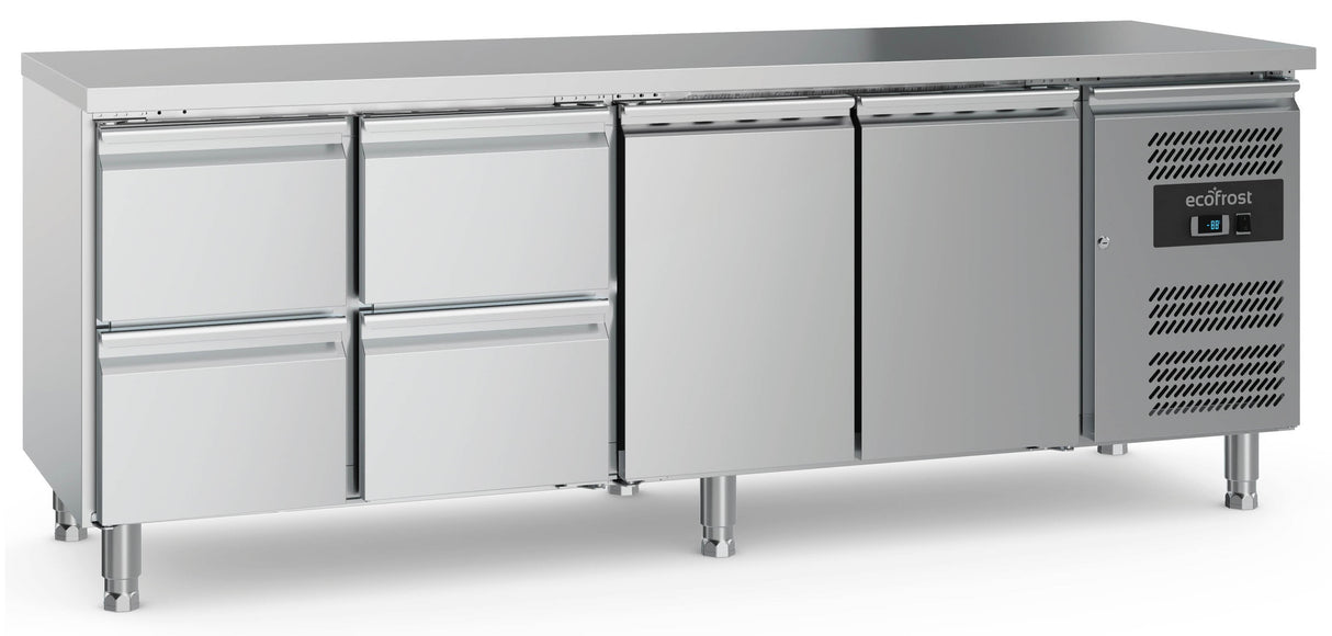 Combisteel 700 Refrigerated Counter 2 Doors And 4 Drawers With Adjustable Feet