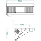 Commercial Extraction Canopy with Filter, Range Hood, Fan, Lights & 4 Speeds 1600mm |  AP238PS8763D