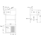 Commercial Bar Sink 1 Bowl Left 643x477x838mm |  Bar1 B24 R