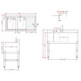 Commercial Bar Sink With Backsplash 2 Bowls Left 914x470x762mm |  Bar2 B36 R