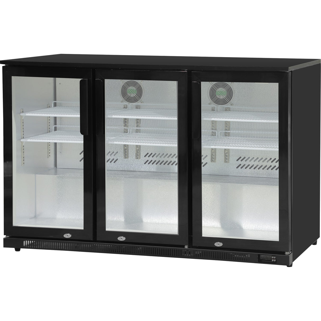 Back Bar Cooler 3 Hinged Doors 300 Litres Black |  Bbc3