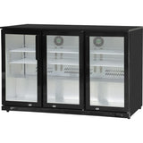 Back Bar Cooler 3 Hinged Doors 300 Litres Black |  Bbc3