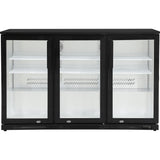 Back Bar Cooler 3 Hinged Doors 300 Litres Black |  Bbc3
