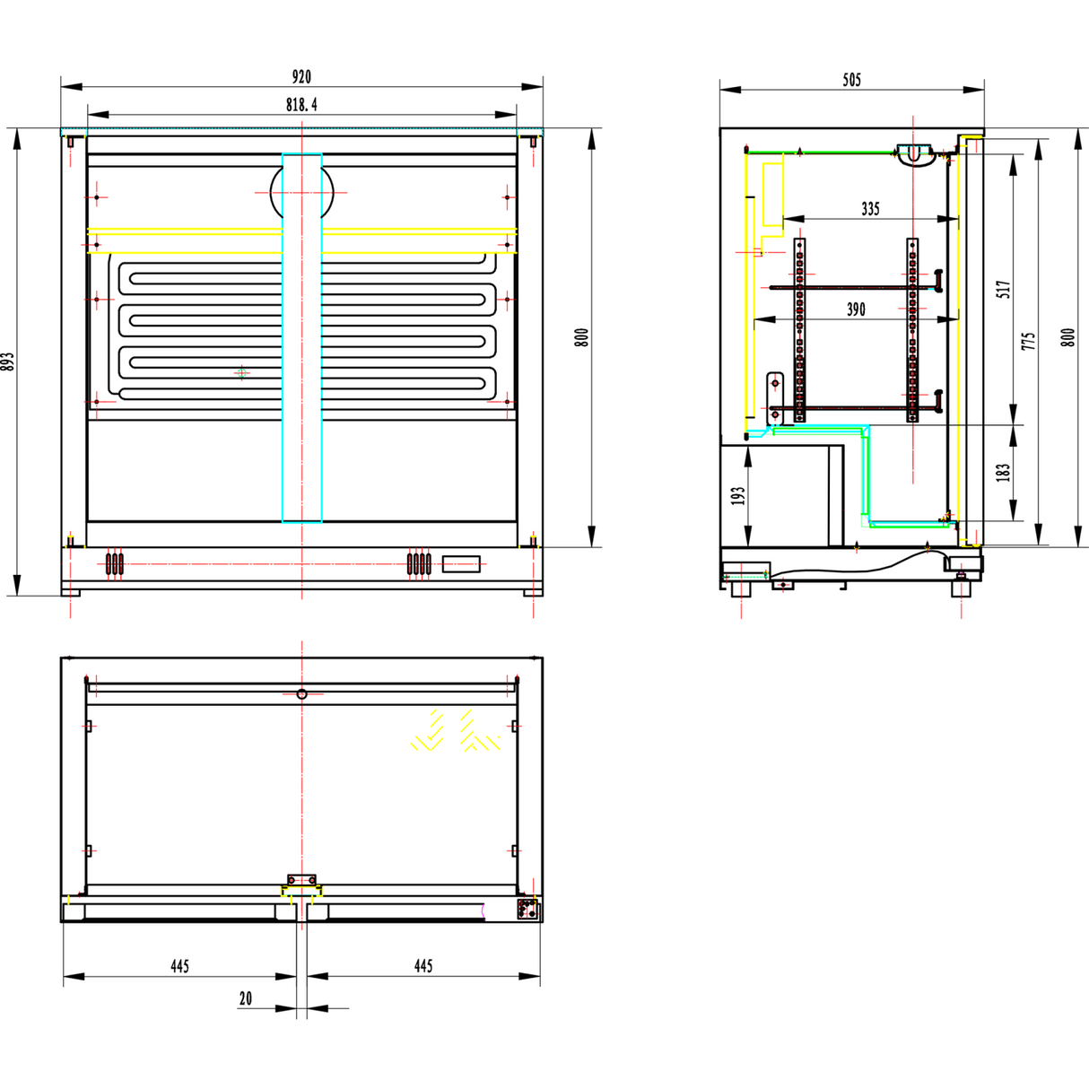 Back Bar Cooler 2 Sliding Doors 220 Litres Black |  Blbc02 Ps