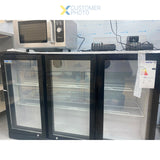 Back Bar Cooler 3 Hinged Doors 312 Litres Black |  Bc03 Pp