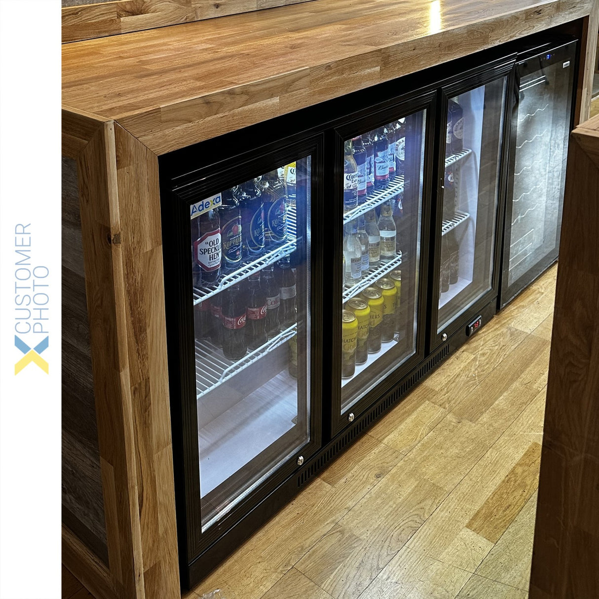 Back Bar Cooler 3 Hinged Doors 312 Litres Black |  Bc03 Pp