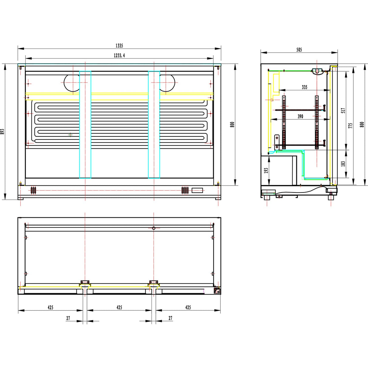 Back Bar Cooler 3 Sliding Doors 300 Litres Black |  Blbc03 Ps