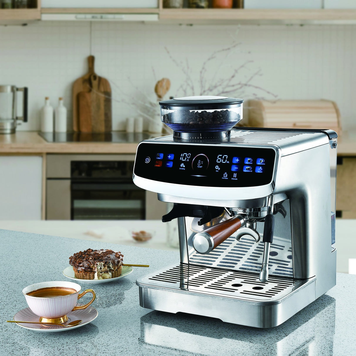 Commercial Semi Automatic Coffee Machine With Grinder &Amp; Touchscreen | Bdcm602