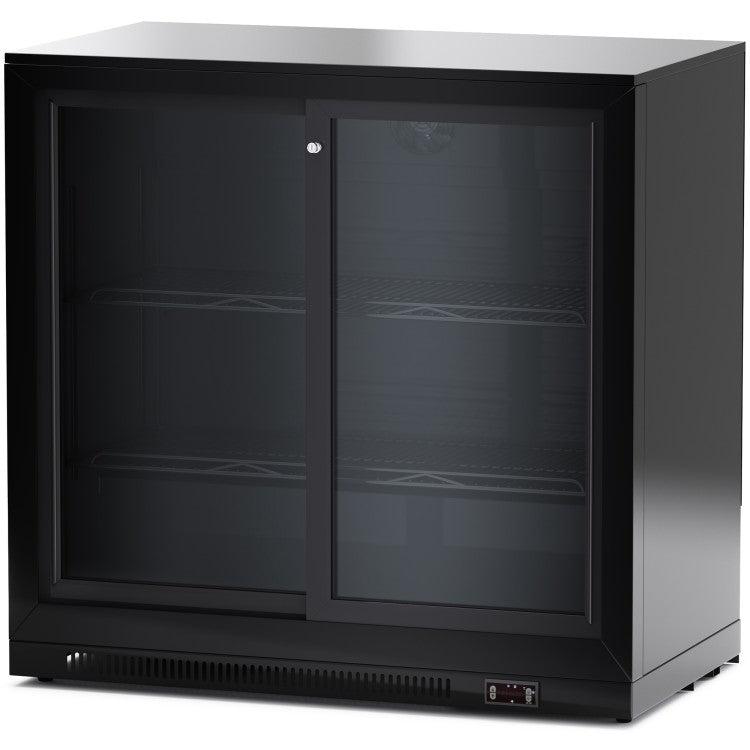 Back Bar Cooler 2 Sliding Doors 220 Litres Black |  Blbc02 Ps