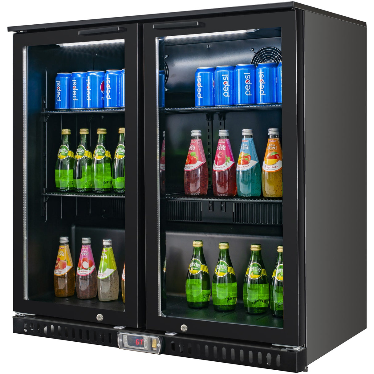 Back Bar Bottle Cooler 2 Hinged Doors 212 Litres 900x520x900mm Black | Blueinox604