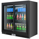 Back Bar Bottle Cooler 2 Sliding Doors 212 Litres 900x520x900mm Black | Blueinox606
