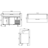 2 Dr 600mm Deep Prep Counter W/ Raised Collar 245 L