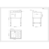 Commercial Sink Stainless steel 1 Bowl Right side Drain board |  BS1T24R