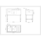 Commercial Sink Stainless steel 2 Bowl Right side Drain board |  BS2T36R