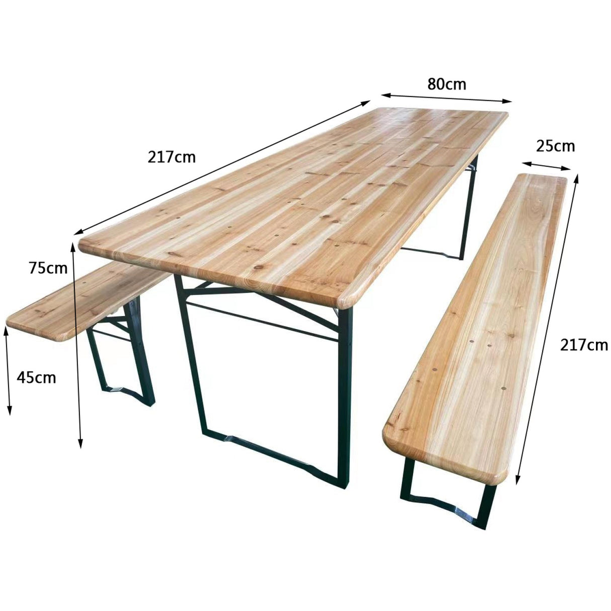 Three Piece Foldable Beer Table And Bench Set, Wooden Outdoor Garden Furniture 2200x800x770mm |  Bt22080 Minimum Pack of 2 order required