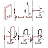 8&Quot; Wall Mounted Pre Rinse Faucet With Add On 6&Quot; Swing Spout &Amp; 22&Quot; Hose &Amp; Spray Valve | Bxf240