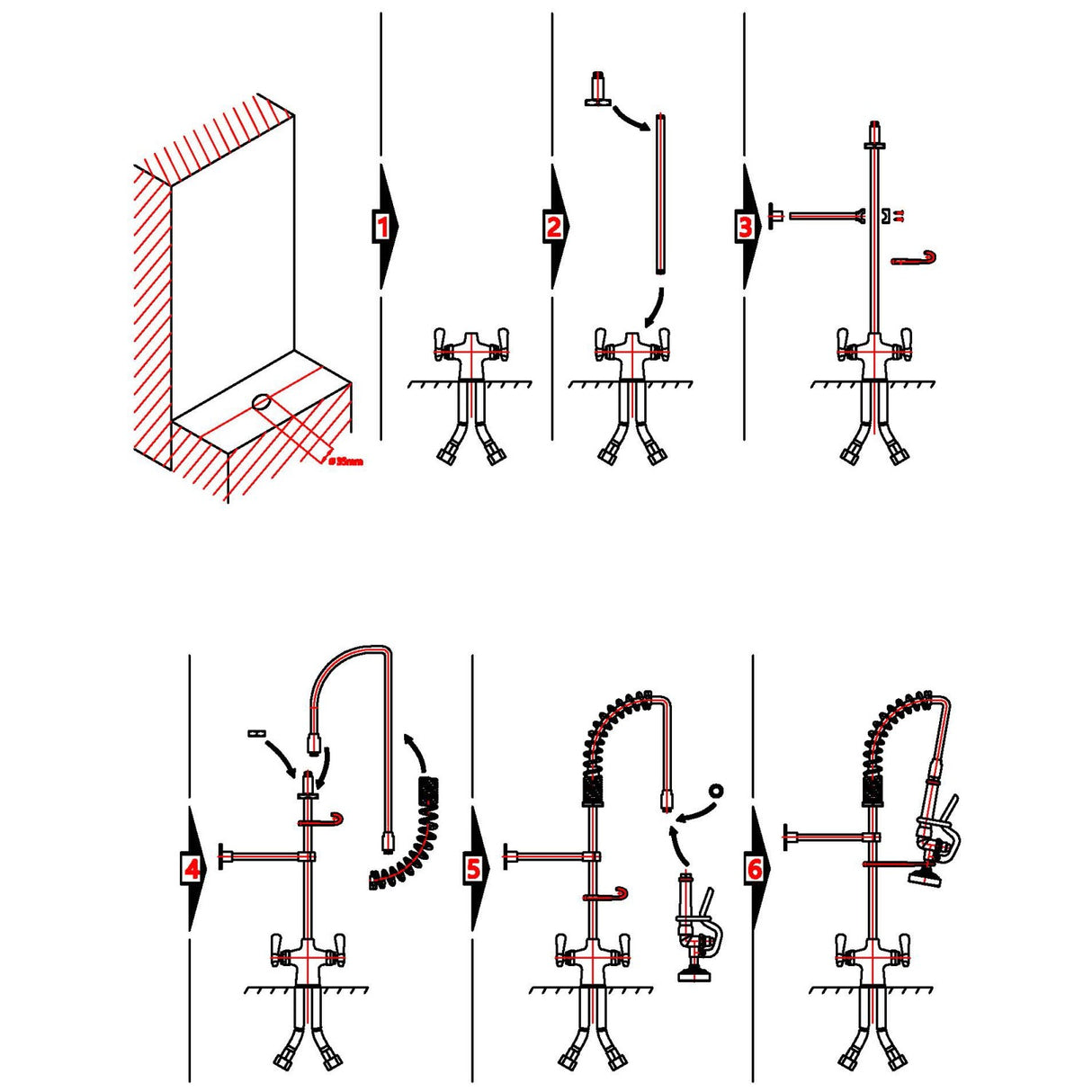 Deck Mounted Commercial Pre Rinse Unit With 22&Quot; Hose &Amp; Spray Valve | Bxf242