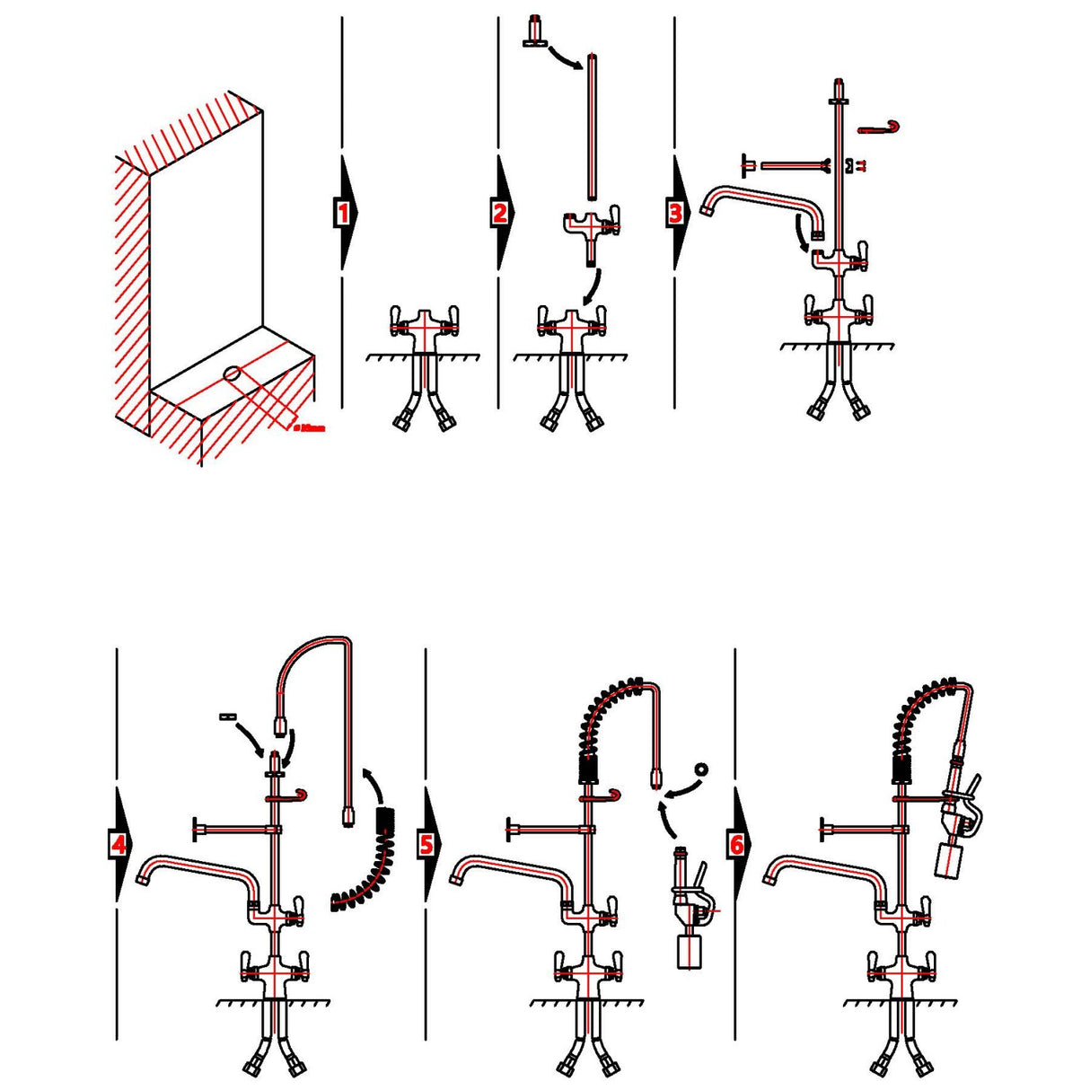 Deck Mounted Commercial Pre Rinse Unit With 6&Quot; Add On Swing Spout &Amp; 22&Quot; Hose Chrome | Bxf244