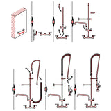 8&Quot; Center Wall Mounted Pre Rinse Unit With Add On Faucet &Amp; 18&Quot; Riser &Amp; 44&Quot; Hose &Amp; 12&Quot; Swing Spout | Bxf248