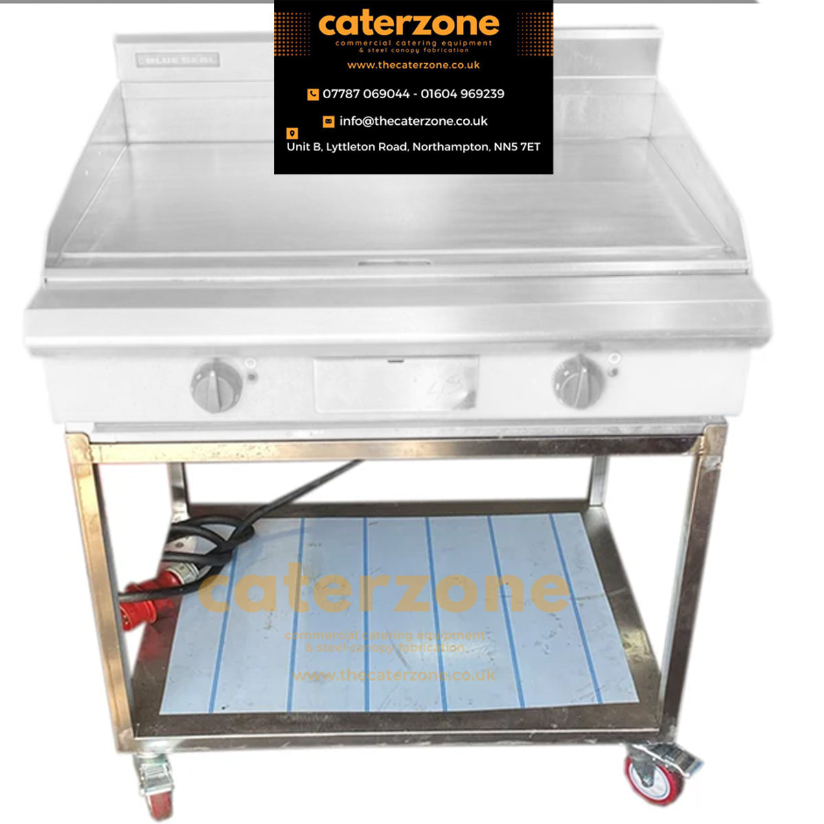 Stainless Steel Stand Table for Blue Seal Flat Griddle – UK Made, Mobile
