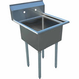 Commercial Pot Wash Sink Stainless Steel 1 Bowl Splashback 750x600x1110mm Round Legs |  C1 T24241400