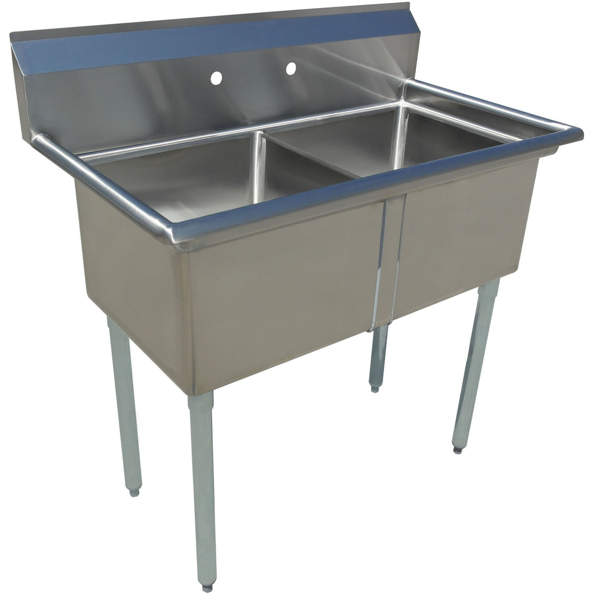 Commercial Pot Wash Sink Stainless steel 2 bowl Splashback 1360x600x1110mm Round legs |  C2T24241400