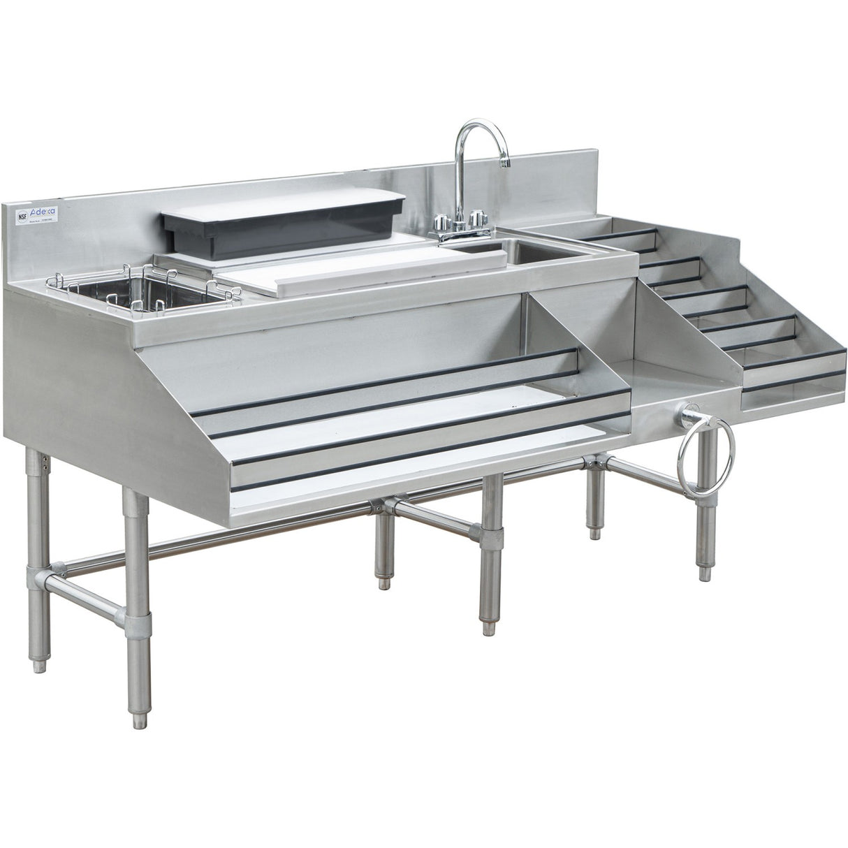 Commercial Stainless Steel Cocktail Station With Backsplash 5 Tier Bottle Display 1675x760x760mm | Ccs6612 Ld