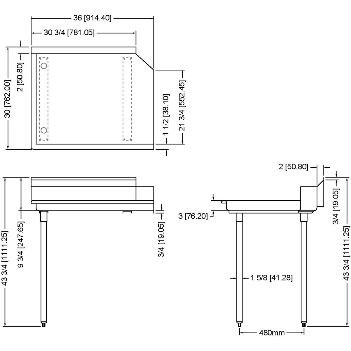 Commercial Stainless Steel Pass Through Dishwasher Table Left 914mm Width |  Cdt36 L
