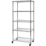 Commercial 5 Tier Shelving Unit Chrome Wire With Wheels 1250kg 1500x450x1900mm |  Cja1344