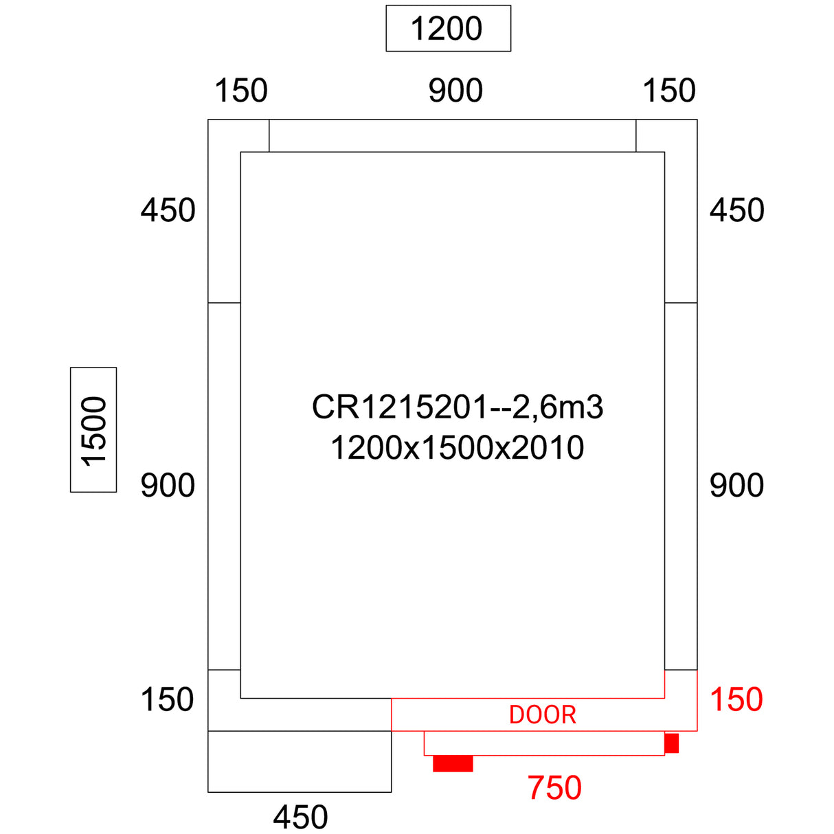 Cold Room With Cooling Unit 1200x1500x2010mm Volume 2.6m3 |  Cr1215201