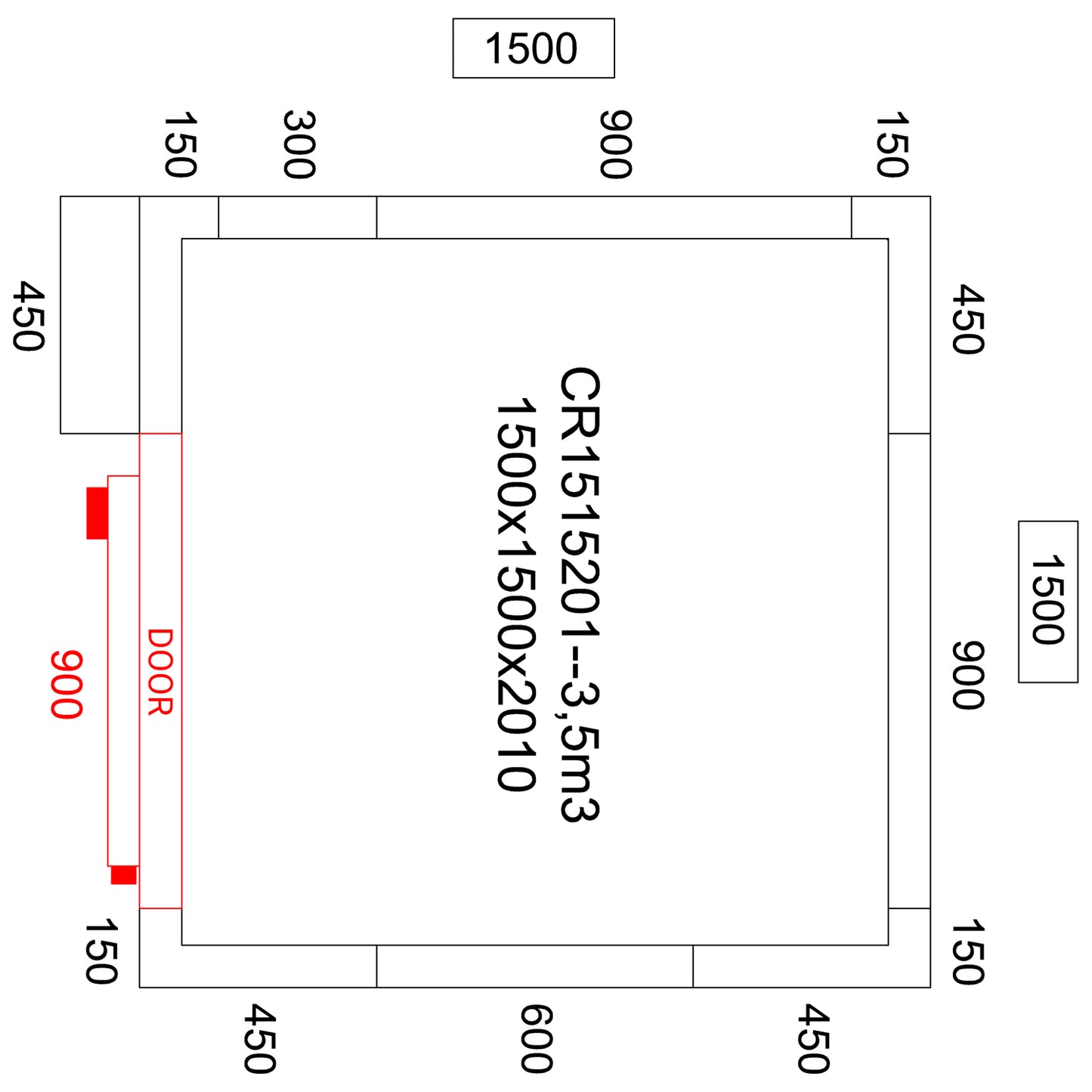 Freezer room with Freezing unit 1500x1500x2010mm Volume 3.3m3 |  FR1515201