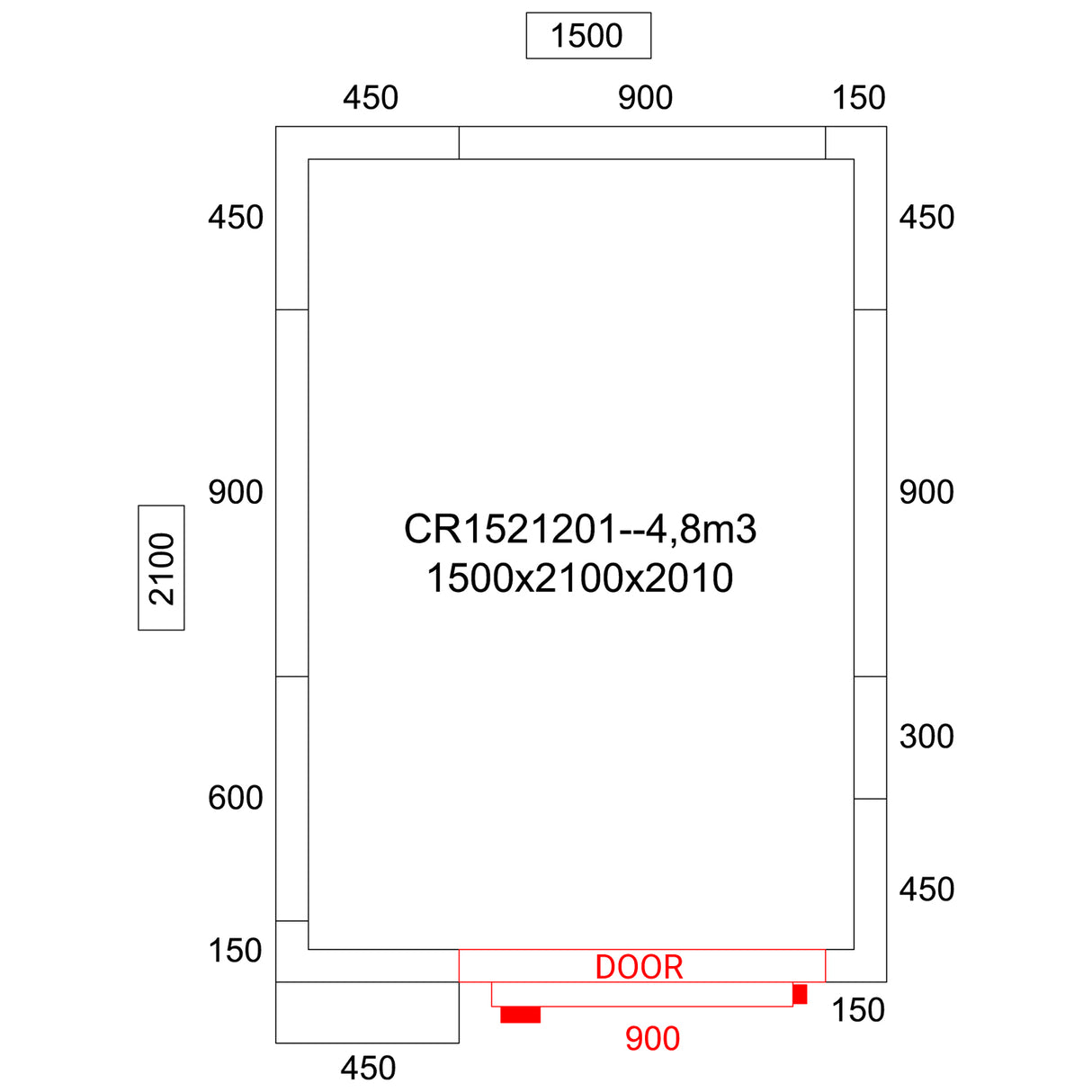 Cold Room With Cooling Unit 1500x2100x2010mm Volume 4.8m3 |  Cr1521201