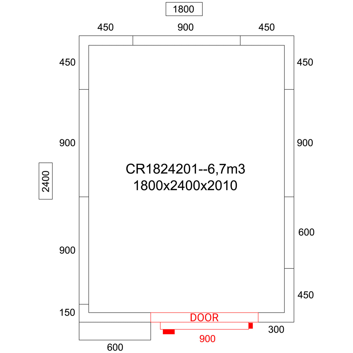 Cold Room With Cooling Unit 1800x2400x2010mm Volume 6.8m3 |  Cr1824201