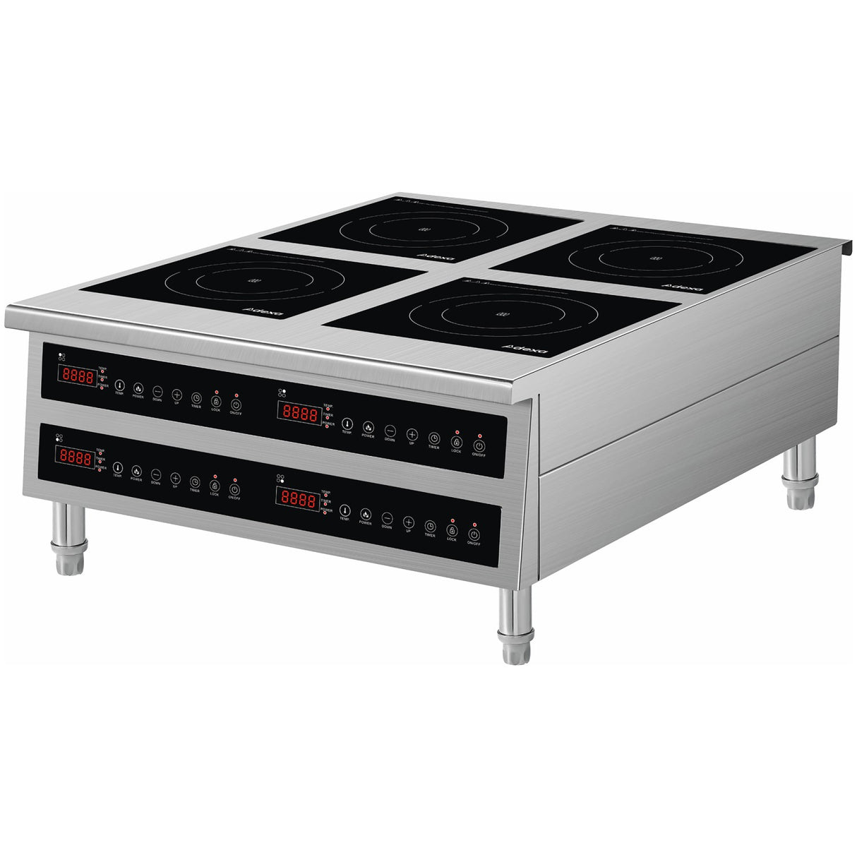 Commercial Countertop 4 Zone Induction Cooker With Legs 14k W (4 × 3500 W) Touch Control Hardwired | Cx140 A