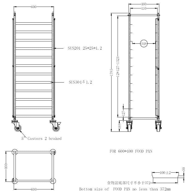 Premium Stainless Steel Baking Tray Trolley - 600x400 for Effortless Baking and Storage