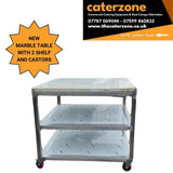 Commercial Marble Work Table with 2 shelf 100x100cm Made in UK