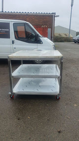 Commercial Marble Work Table with 2 shelf 100x100cm Made in UK