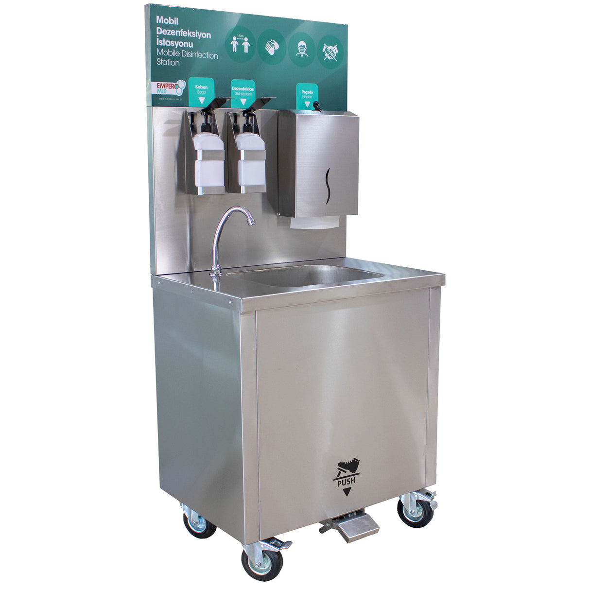 Mobile Disinfection Station Built In Water Supply Stainless Steel 750x605x1590mm |  Dke75