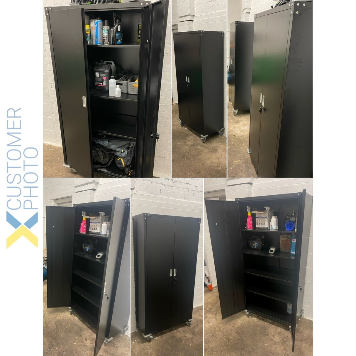 Commercial Storage Cabinet With Wheels Black 900x450x1880mm |  Dl17