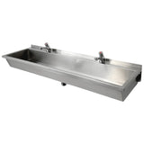 Commercial Wall Mounted Stainless Steel Hand Wash Trough Sink With Twin Taps 1200×370×130mm | Dng402
