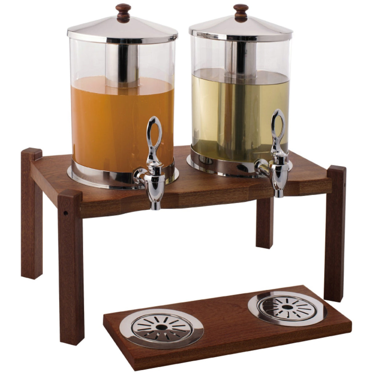 Commercial Juice Dispenser 2x7 Litres Walnut Wood |  Dtj012