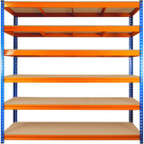 Industrial Shelving Unit Heavy Duty 1500x600x1980mm 6 Shelves 340 Kg/Shelf Powder Coated Steel | Dx1500600