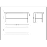 Commercial Equipment Stand / Low Height Table Stainless Steel Bottom Shelf 3 Side Upstand 1500x600x600mm |  Ees2460