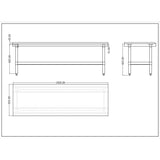 Commercial Equipment Stand / Low Height Table Stainless Steel Bottom shelf 3 Side Upstand 1800x600x600mm |  EES2472