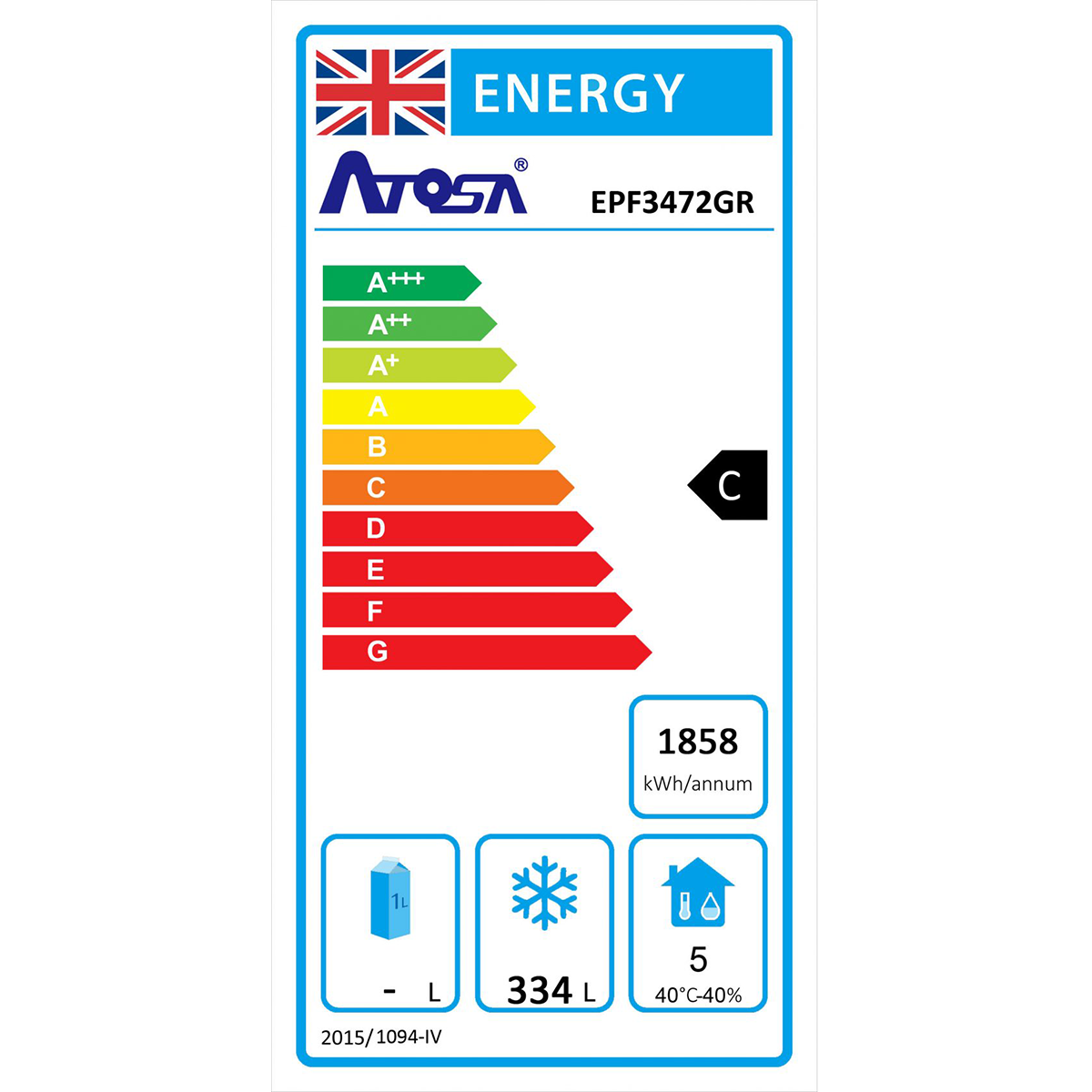 Atosa EPF3472HD Three Door Counter Freezer 420ltrs