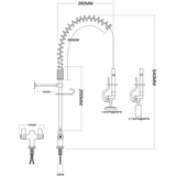 Pre Rinse Spray Unit Deck Mount Double Inlet Height 600mm Stainless Steel |  Eq7801 A