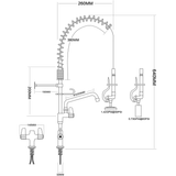 Pre Rinse Spray Unit with Swing faucet Deck mount Double inlet Height 600mm Stainless steel |  EQ7801A08