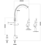 Pre Rinse Spray Unit Deck mount Single inlet Height 600mm Stainless steel |  EQ7803A